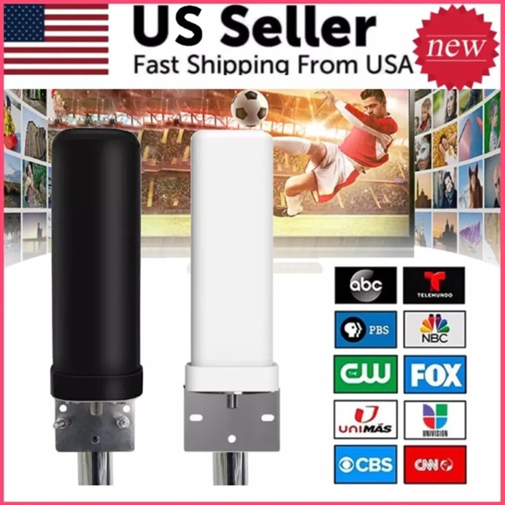 HDTV 4K 1080P Outdoor Amplified Digital TV Antenna 360 Rotor UHF VHF FM Black
